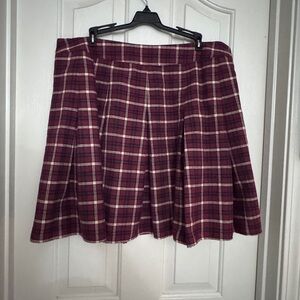 Plaid A-Line Skirt in Red and White